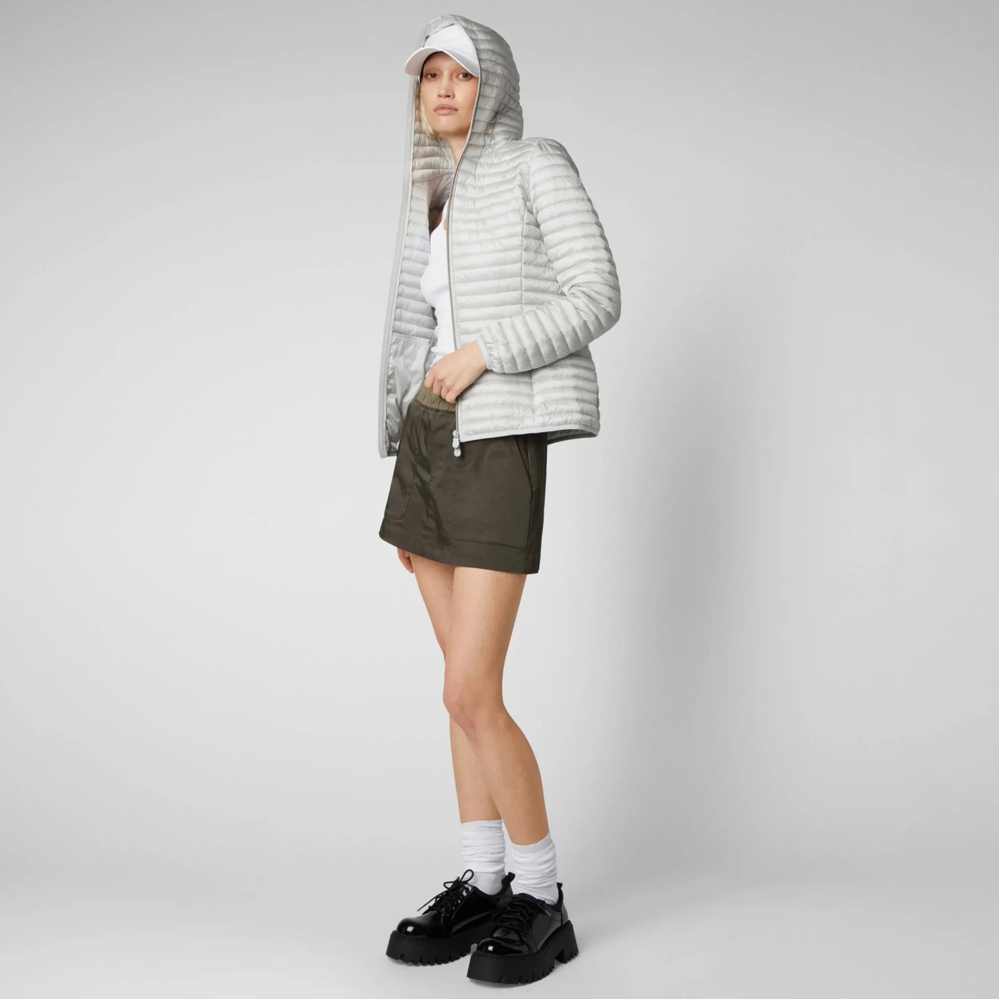 Femme Save The Duck Doudone à Capuche Alexa Gris Brouillag Pour Femme