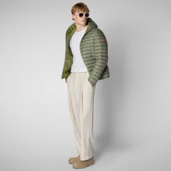 Homme Save The Duck Doudone à Capuche Donald Swamp Green Pour Homme