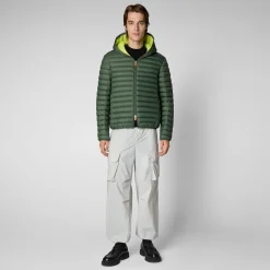 Homme Save The Duck Doudone à Capuche Donald Thyme Green Pour Homme