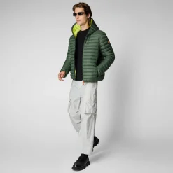 Homme Save The Duck Doudone à Capuche Donald Thyme Green Pour Homme