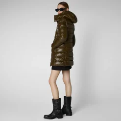 Femme Save The Duck Doudone à Capuche Marjorie Bark Green Pour Femme