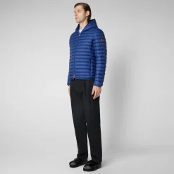 Homme Save The Duck Doudoune à Capuche Donald Animal-free Eclipse Bleu Pour Homme