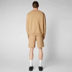 Homme Save The Duck Sweatshirt Silas Biscuit Beige Pour Homme